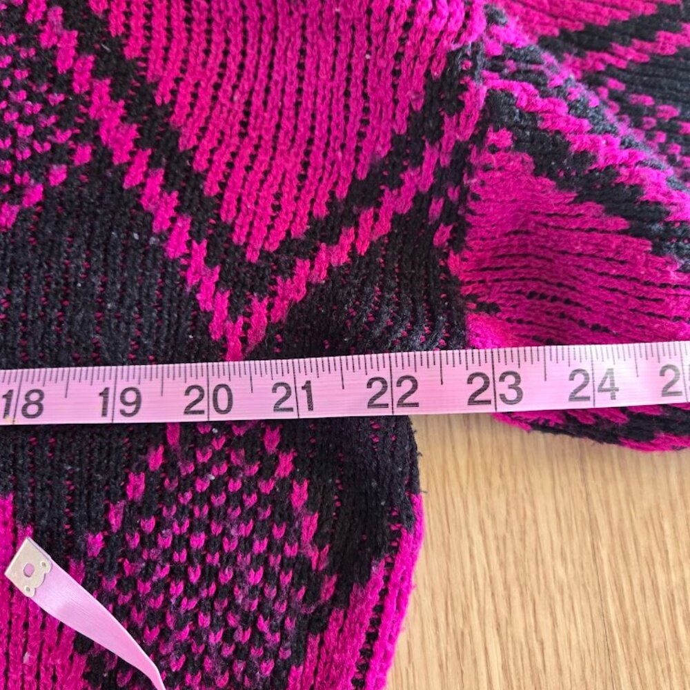 Vintage Italian Zig Zag Sweater Magenta Black Women’s Large - Picture 3 of 6